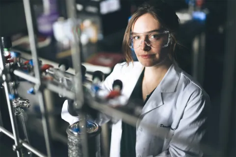 Domenica Fertal, Ph.D. candidate, in her lab.