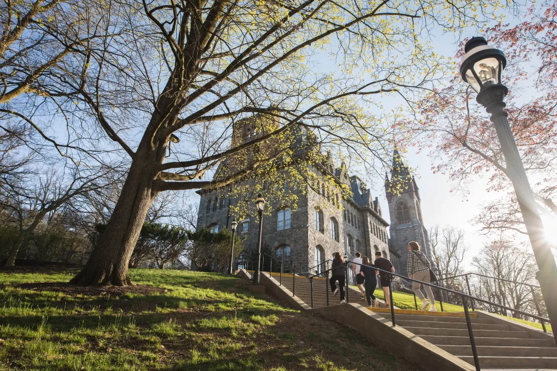 Lehigh's University Center in the spring. 