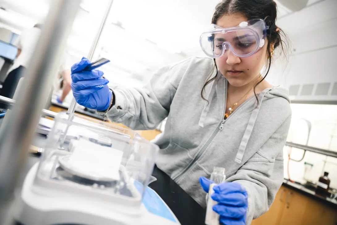 Chemistry undergraduate student in a lab.