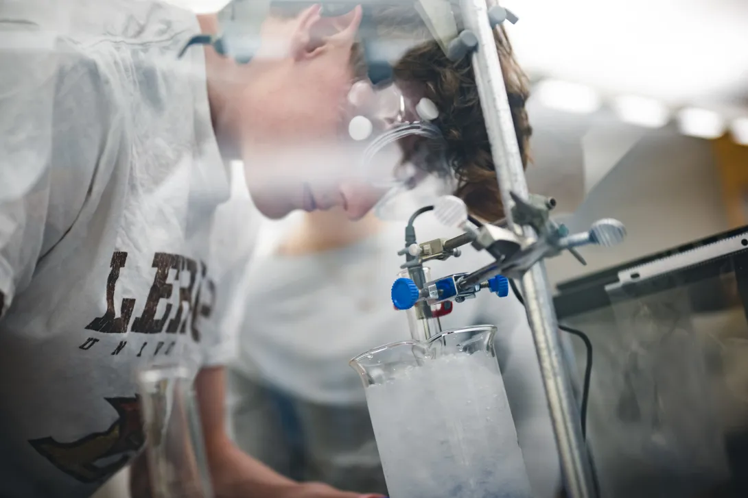 Chemistry student in a lab. 